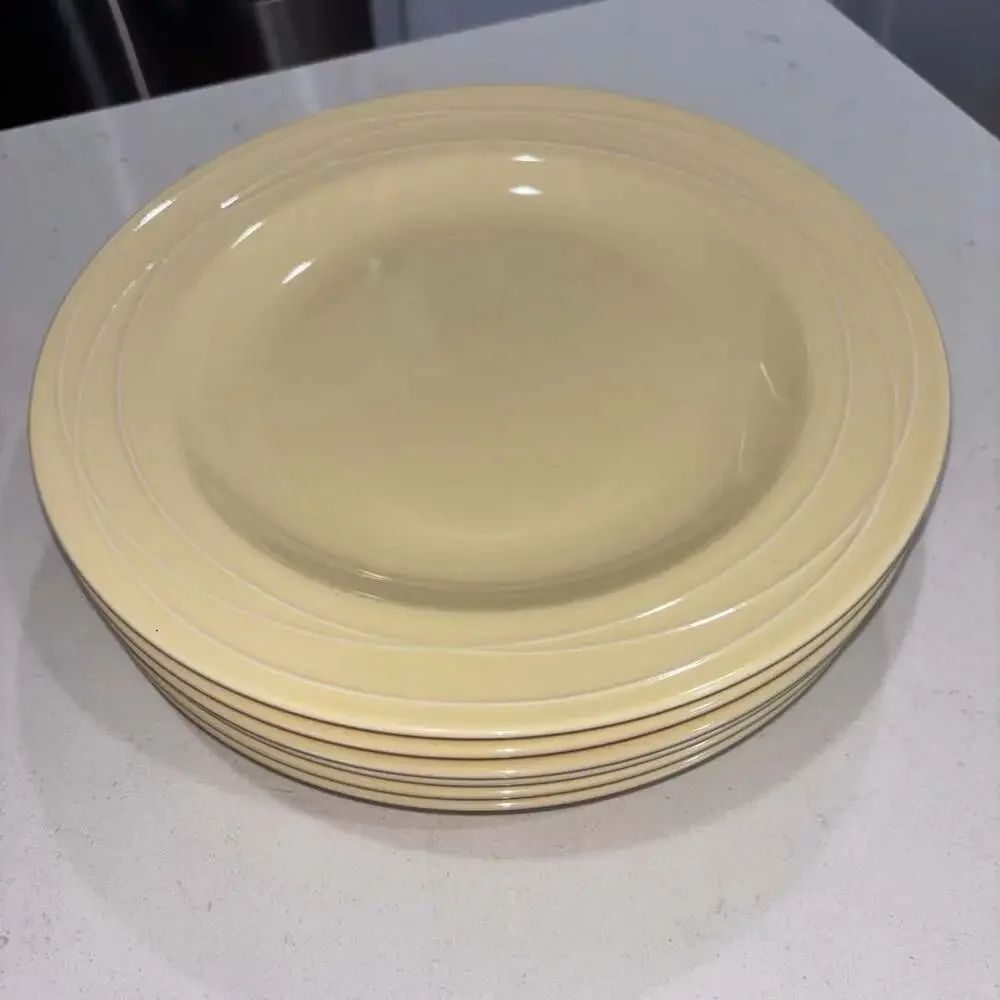 Pottery Barn Spiral Yellow 11” Dinner Plates Set of 6